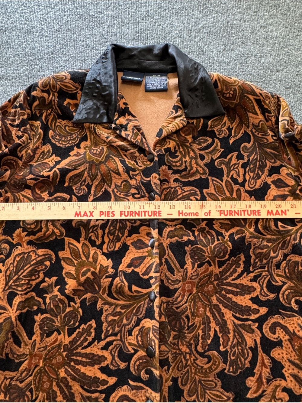 Liz Sport 90s Blouse Medium Paisley Velour Dark Academia Art Nouveau Vintage - Picture 11 of 14